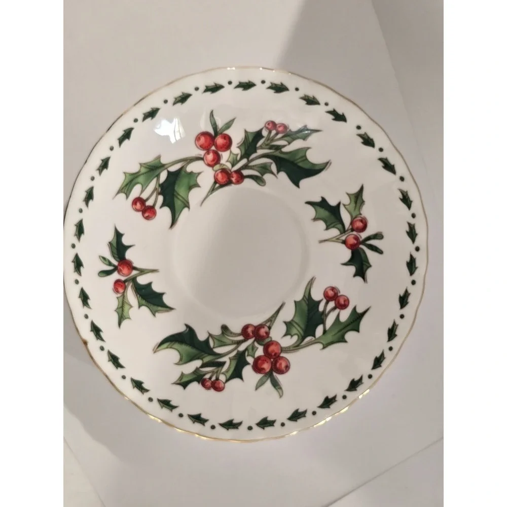 Hanson Christmas Porcelain Tea Cup & Saucer Set 1992 Painted Decorated Waldman